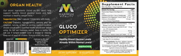 GlucoOptimizer for professionals, biohackers, and women full label