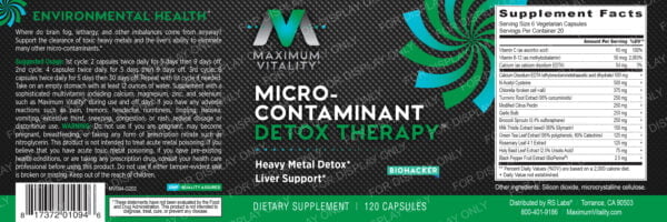 Micro-Contaminant Detox for professionals and biohackers full label