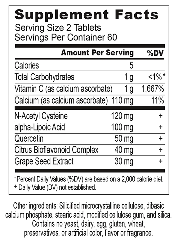 Green C Immune Support Non Acidic Vitamin C Supplement Facts