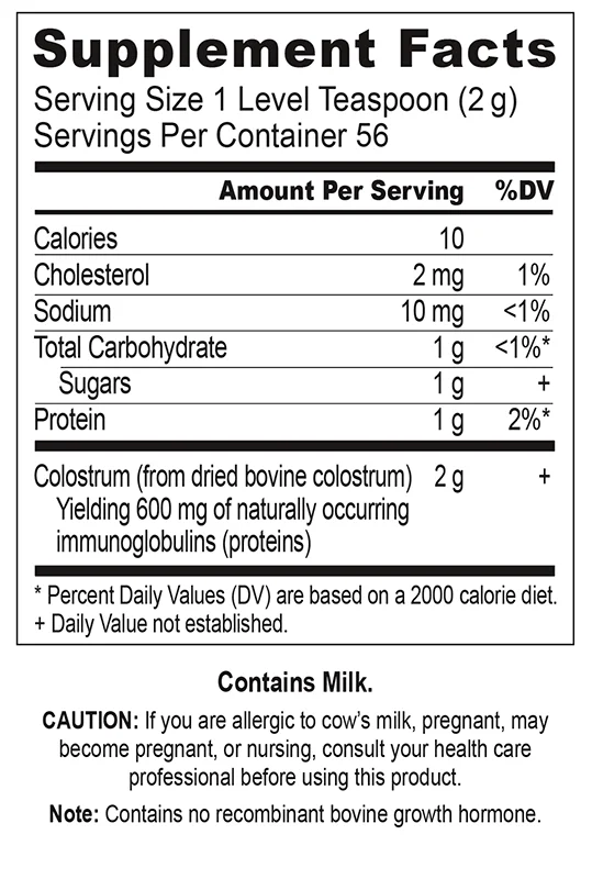 Gut Optimizer Colostrum Supplement Facts