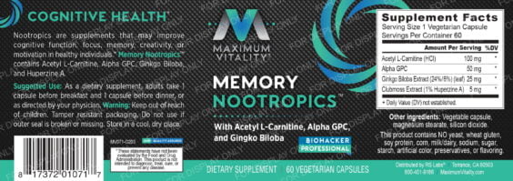Memory Nootropics Full Label